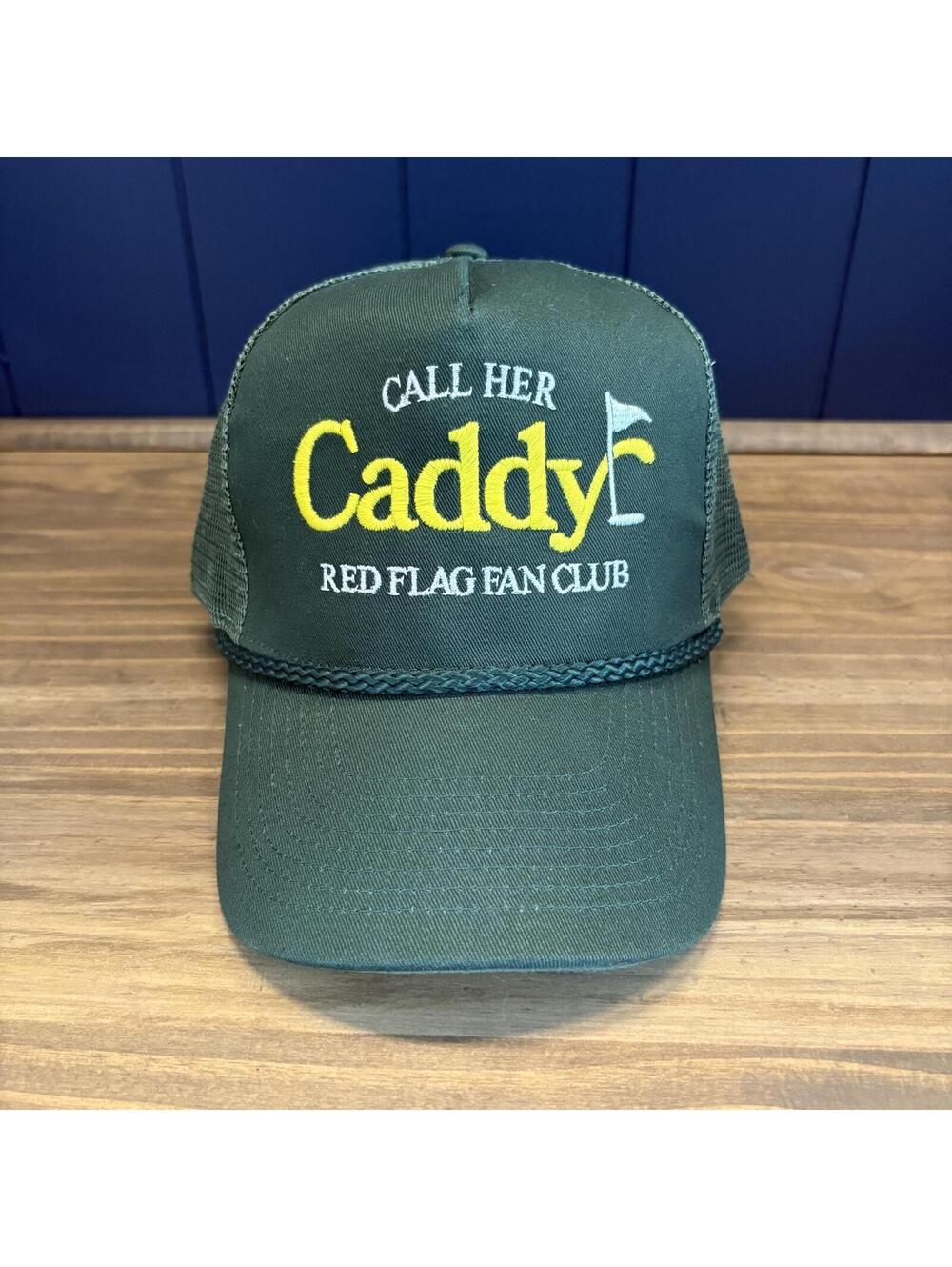 Red Flag Fan Club Golf Trucker Snapback Hat "Call Her Caddy" Adjustable Mesh